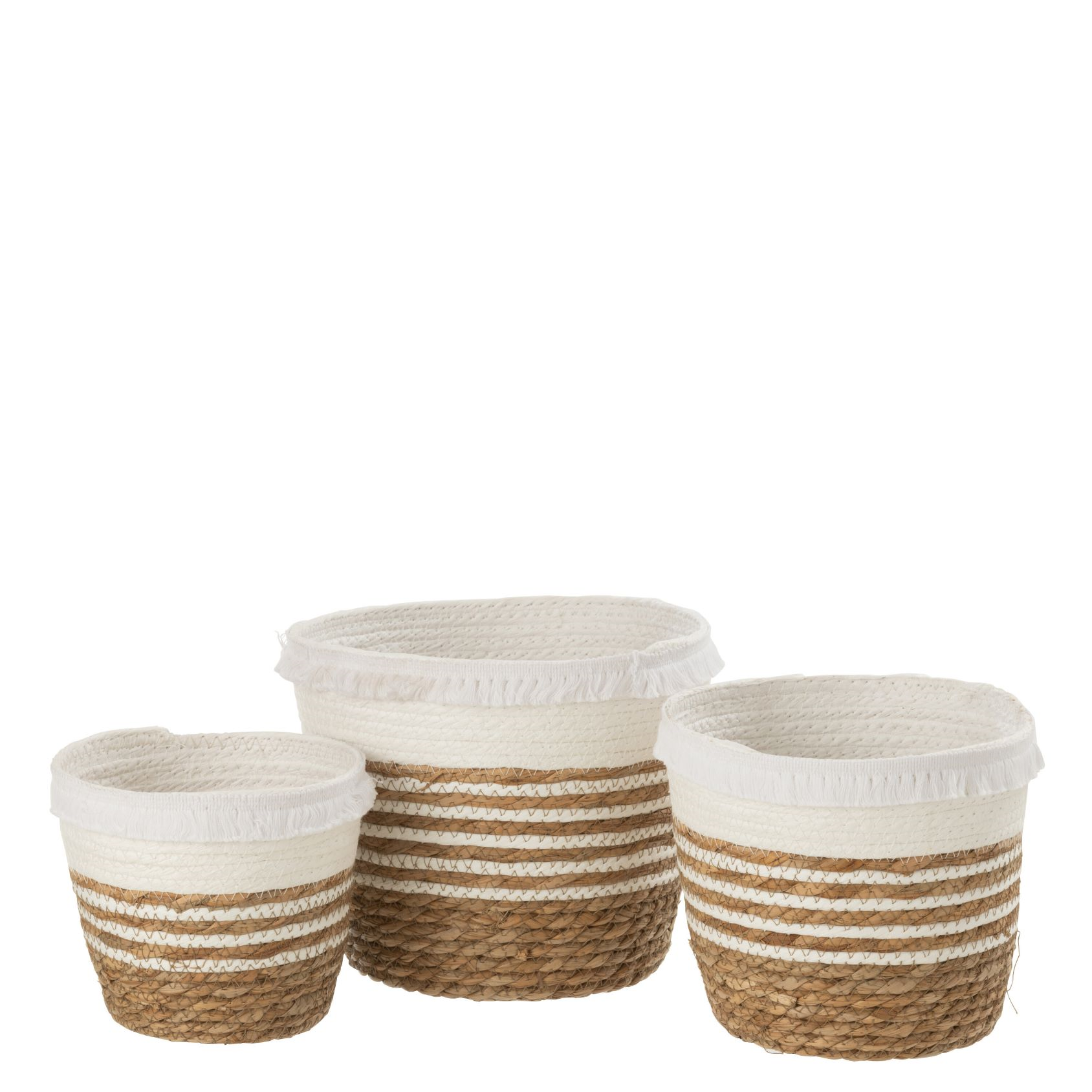 Set Van 3 Manden Geweven Gras Wit Naturel