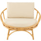 Stoel+Kussen Rotan/Textiel Naturel/Wit
