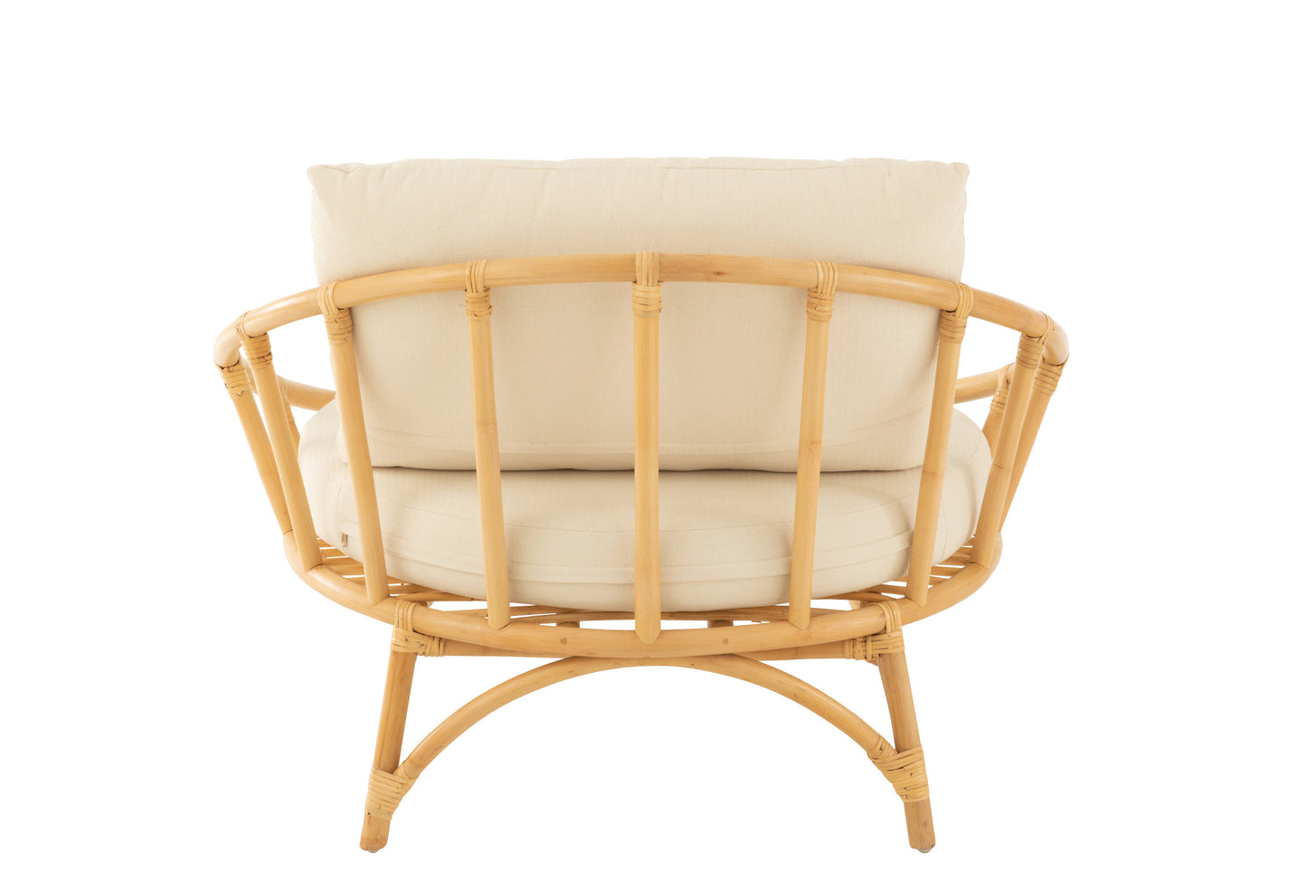 Stoel+Kussen Rotan/Textiel Naturel/Wit