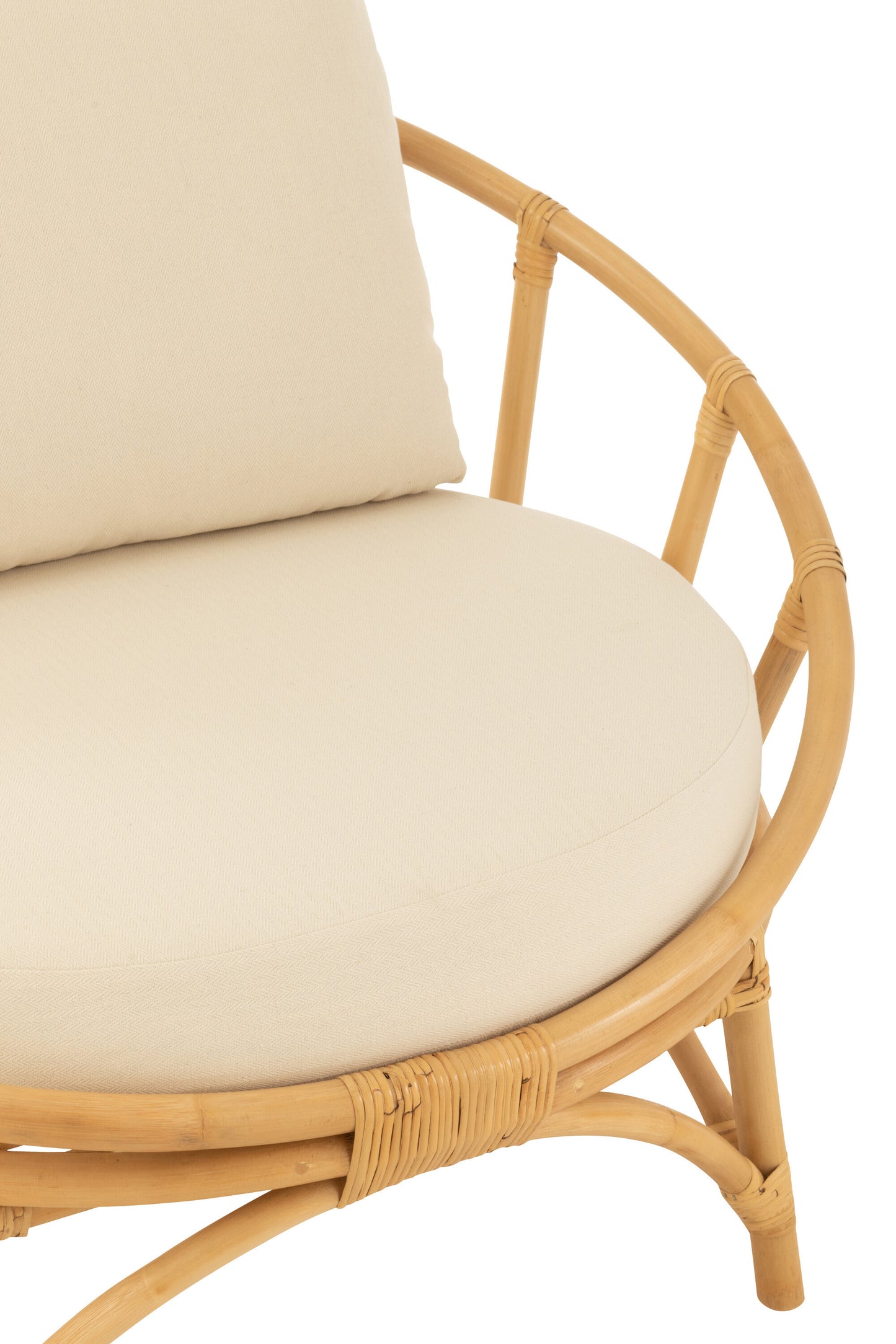 Stoel+Kussen Rotan/Textiel Naturel/Wit