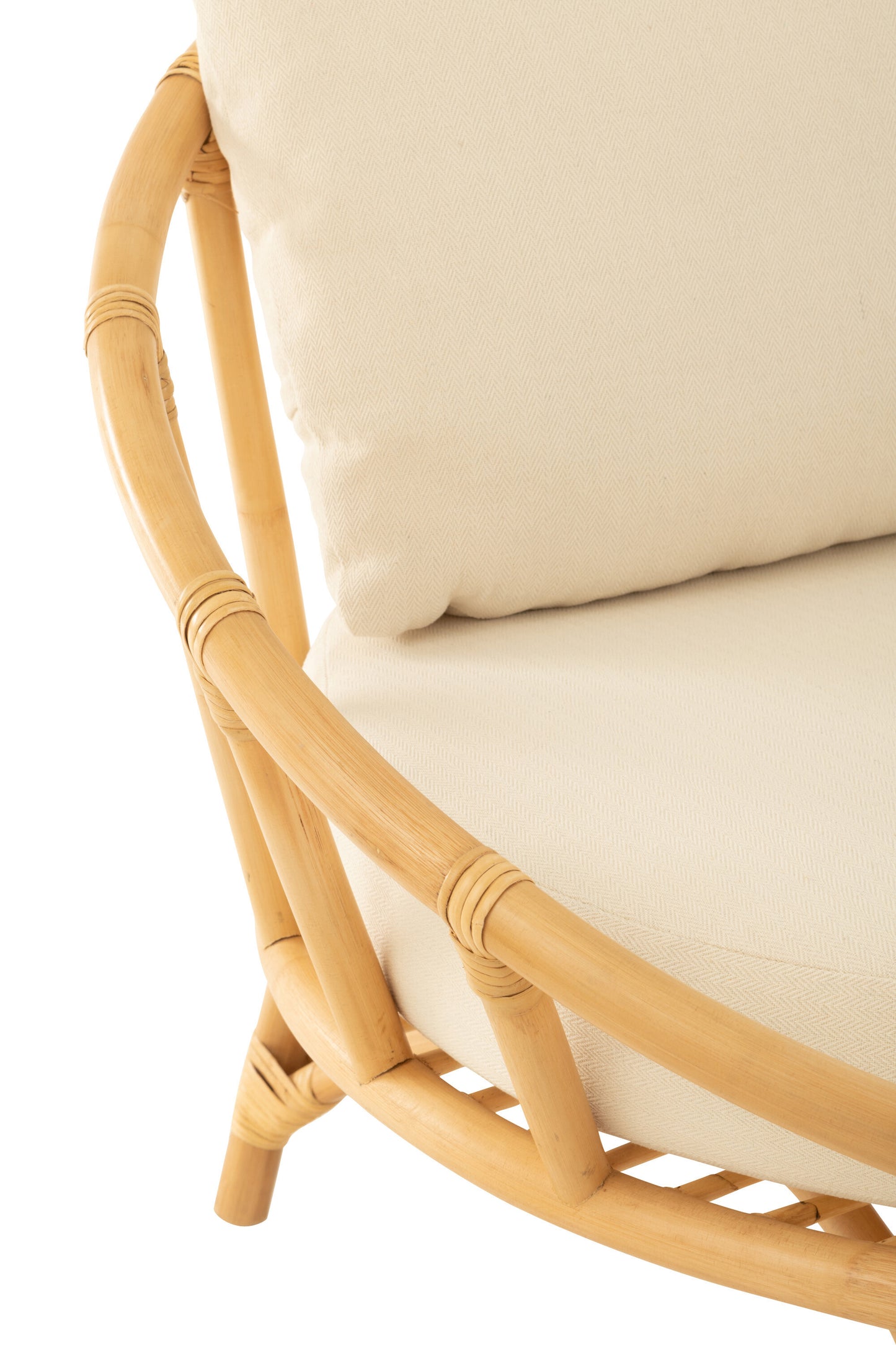 Stoel+Kussen Rotan/Textiel Naturel/Wit