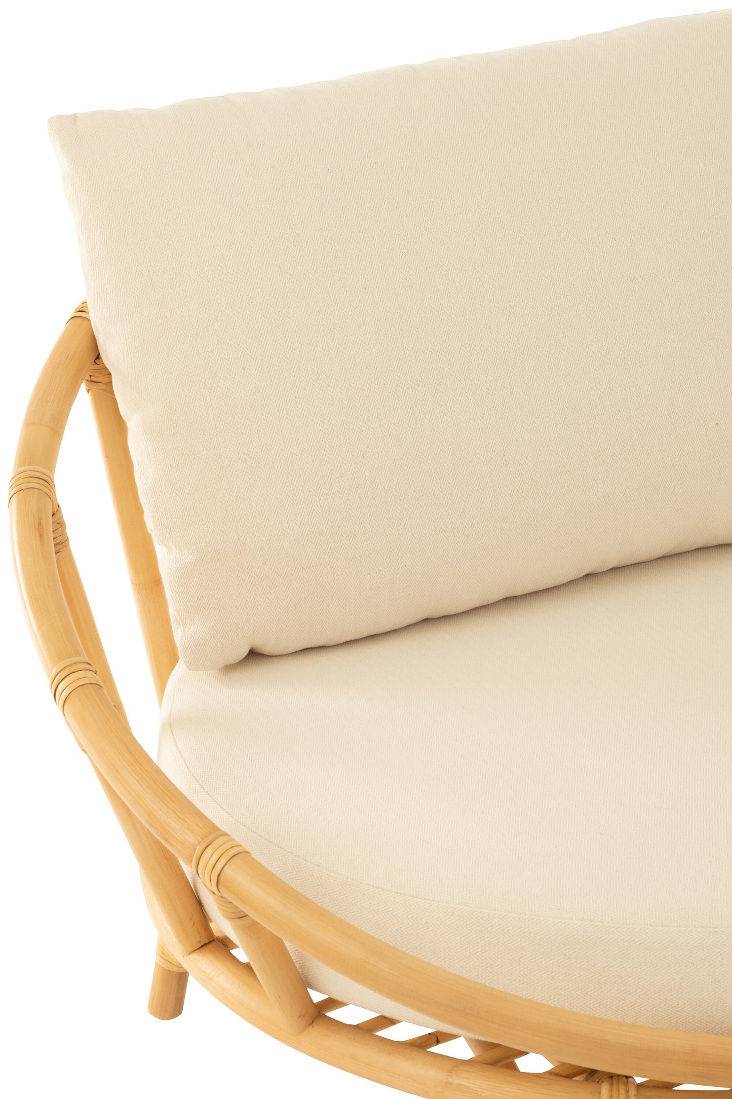 Stoel+Kussen Rotan/Textiel Naturel/Wit