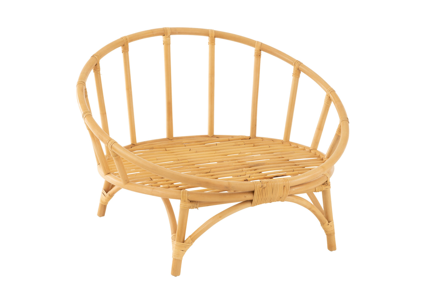 Stoel+Kussen Rotan/Textiel Naturel/Wit