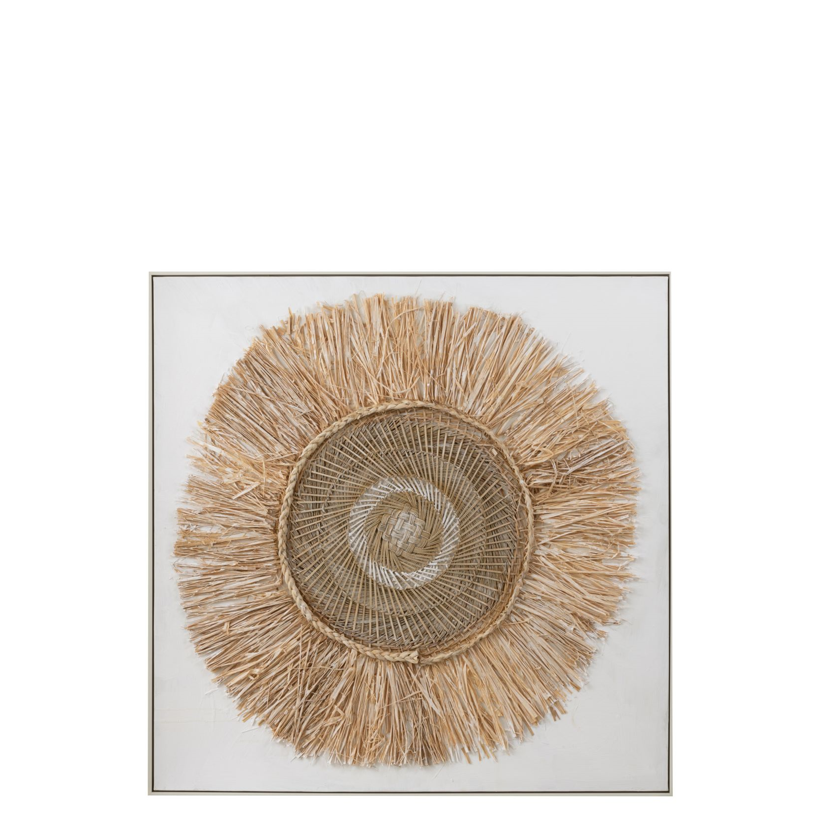 Wanddecoratie Ibiza Cirkel Canvas/Verf Creme/Wit Large