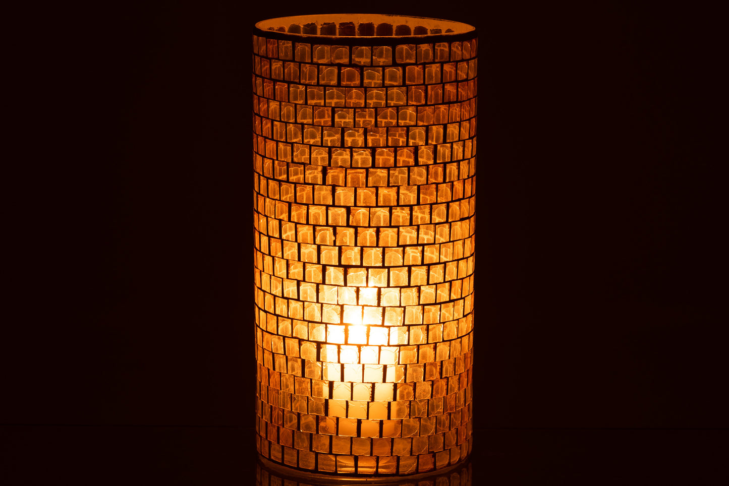 Vase Mosaic Round Glass Orange 