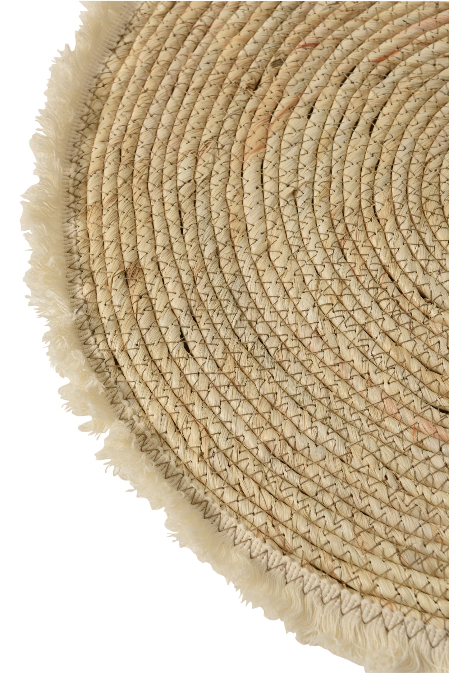 Set de table Bordure Pompon Maïs/Coton Beige Blanc 