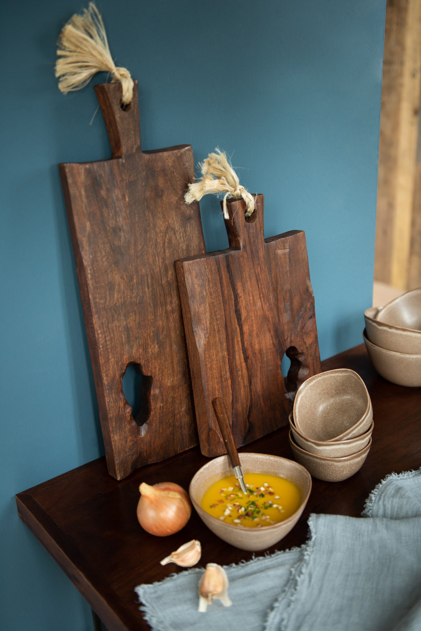Snijplank Oneffen Rechthoek Mango Hout Donkerbruin