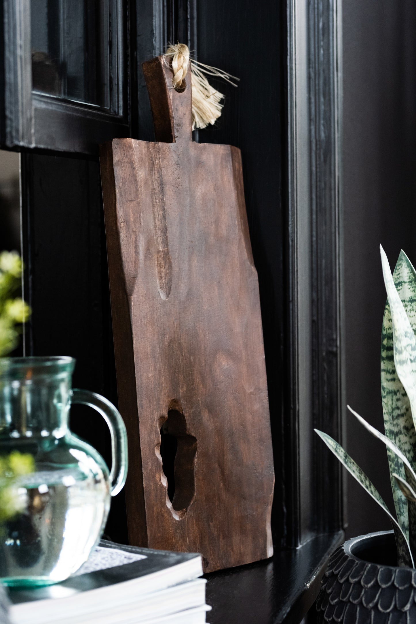 Snijplank Oneffen Rechthoek Mango Hout Donkerbruin