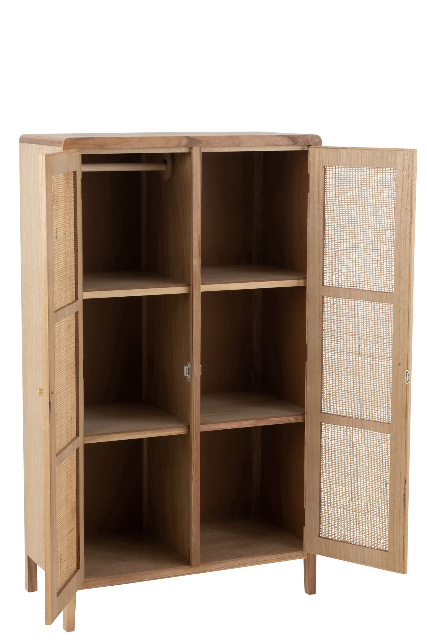 Kast 2 Deuren Hout/Rattan Naturel