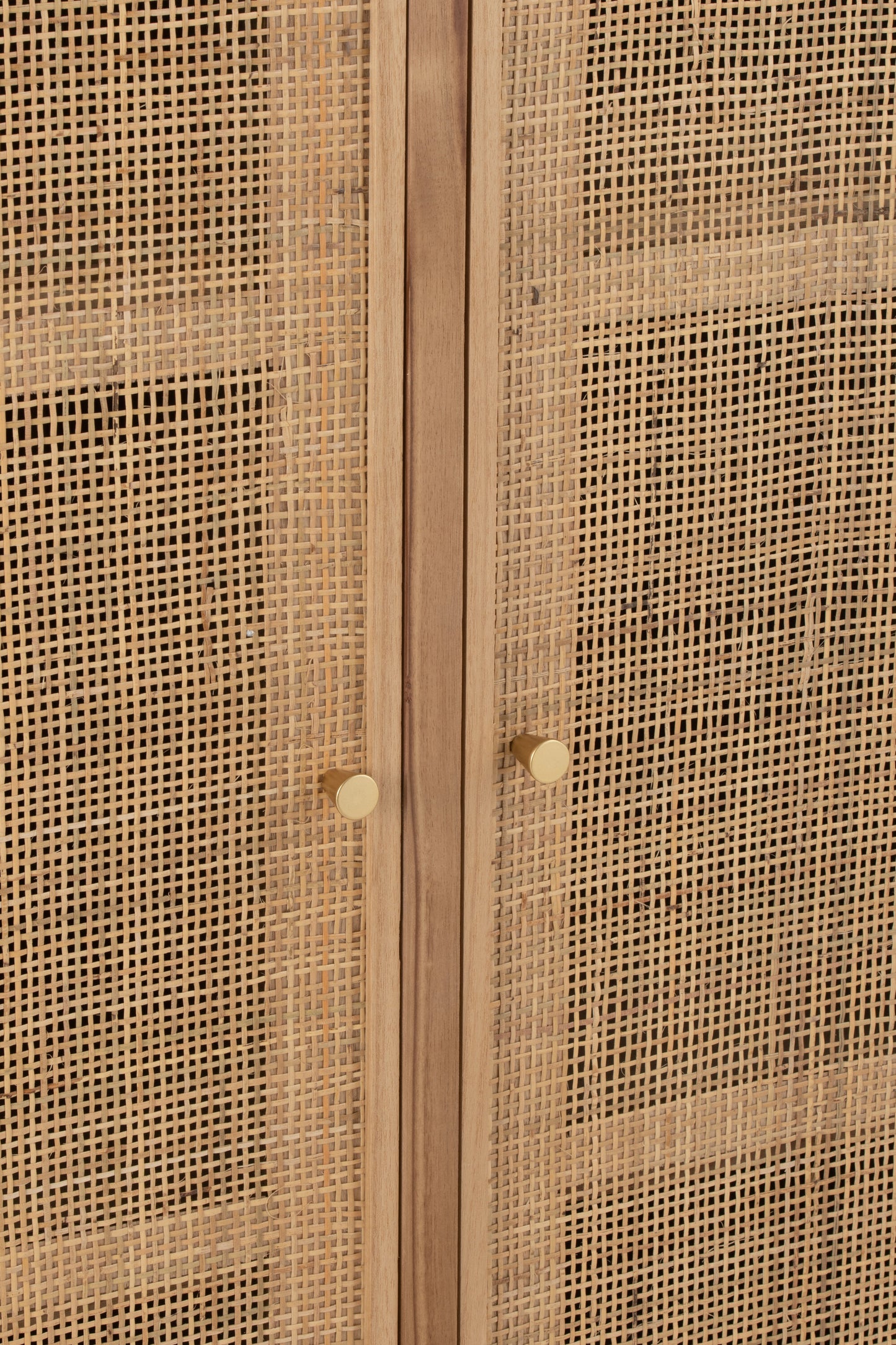 Kast 2 Deuren Hout/Rattan Naturel