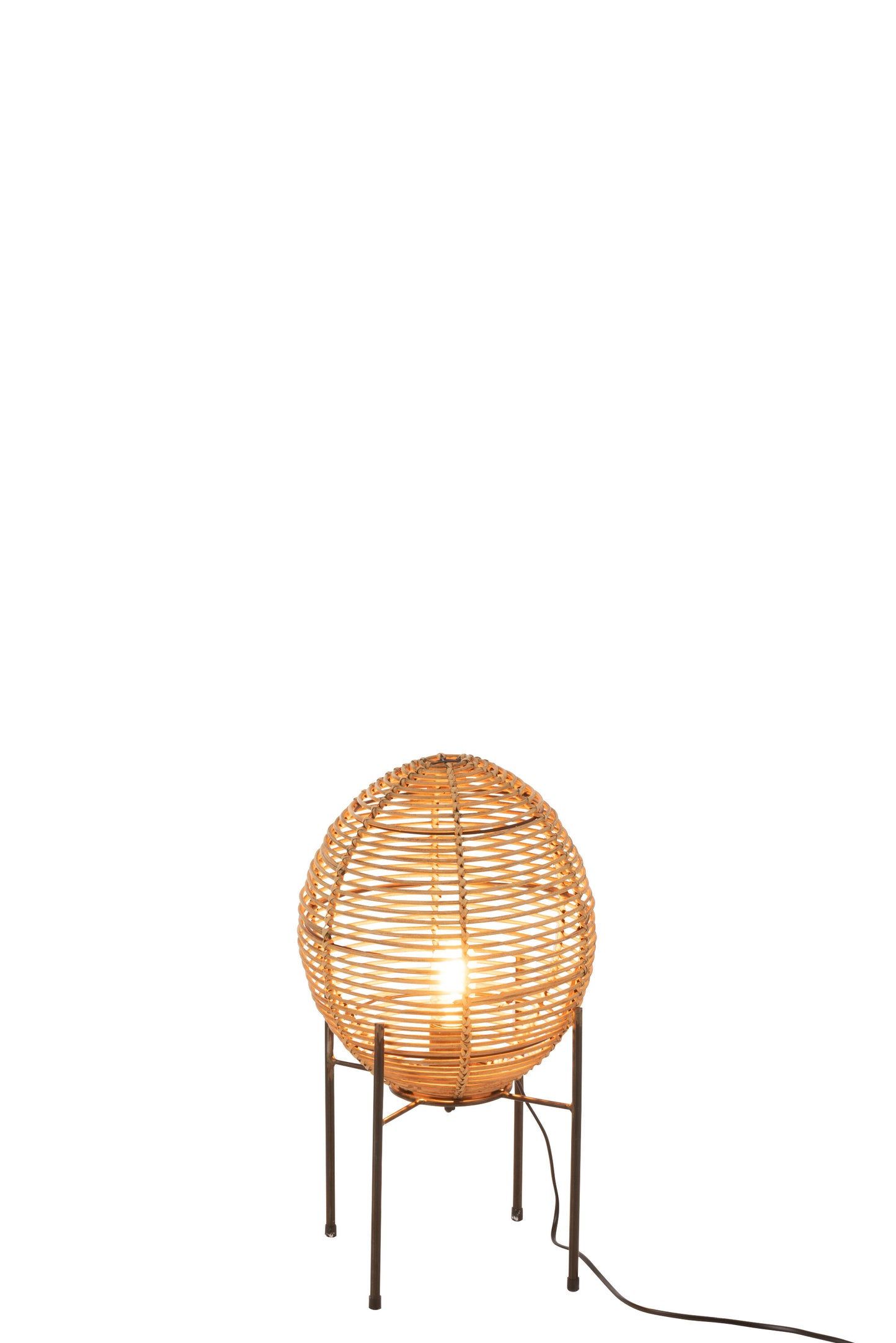 Tafellamp Op Frame Metaal/Rattan Naturel