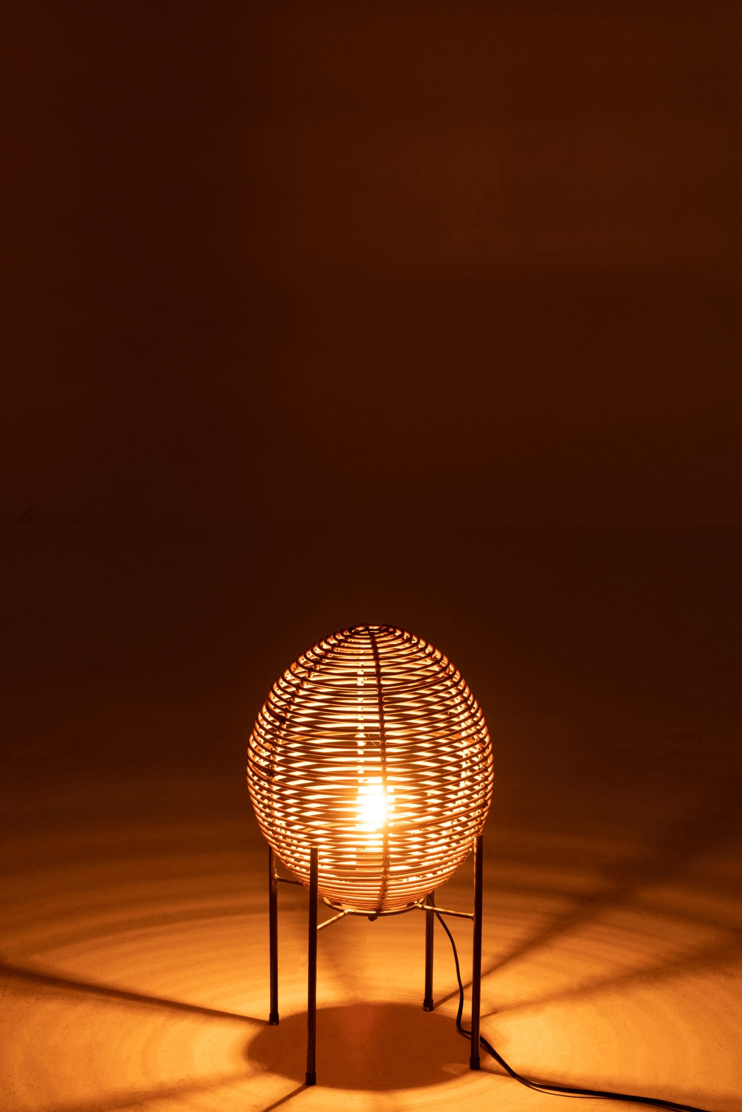 Tafellamp Op Frame Metaal/Rattan Naturel