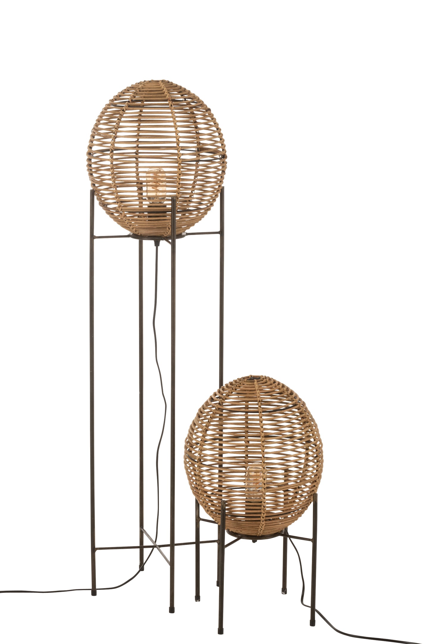 Lampadaire Sur Structure Métal/Rotin Naturel 