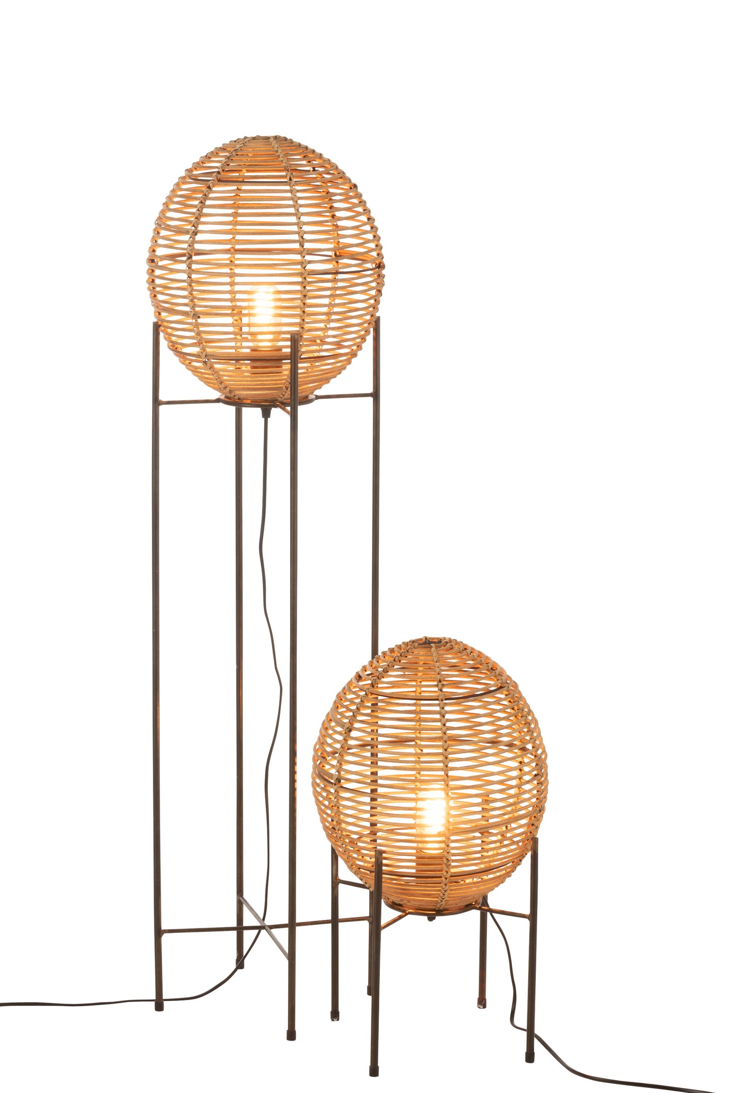 Lampadaire Sur Structure Métal/Rotin Naturel 