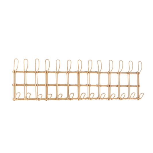 Coat Rack Ellen 12 Hooks Rattan Natural 