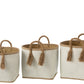 Lot De 3 Paniers Feuille De Palmier Naturel/Blanc 