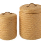 Set Of 2 Storage Baskets Round Bamboo Natural 