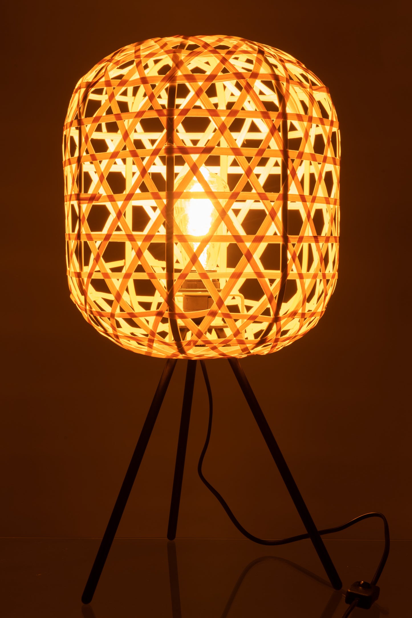 Table lamp Tripod Round Bamboo Metal Natural/Black 