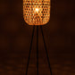 Lampe Sur Pied Trépied Rond Bambou Métal Naturel/Noir 