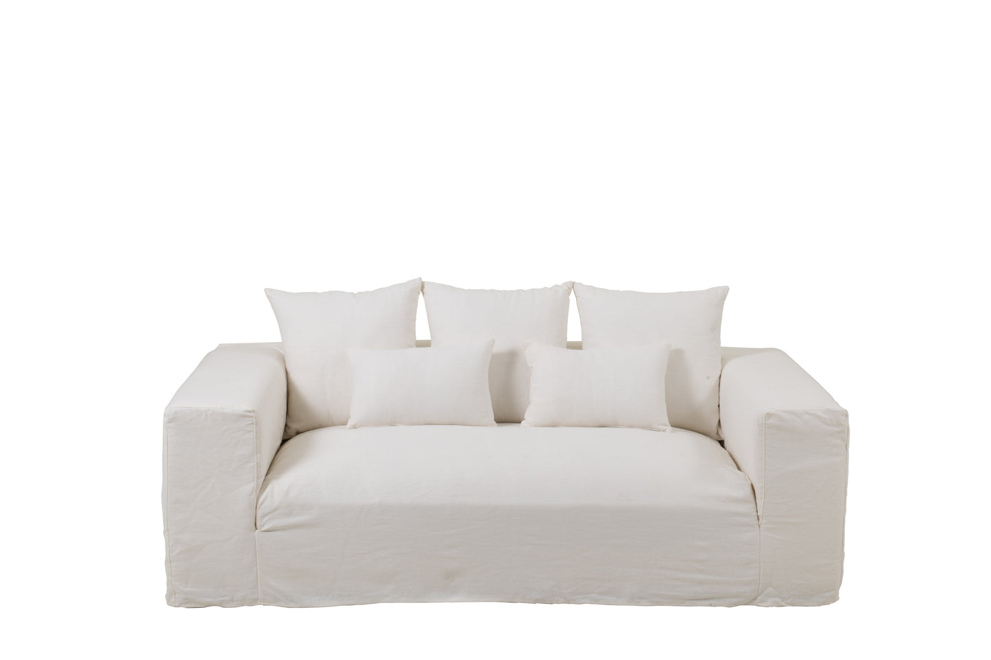 Hoes Voor Zetel+5 Kussens Monaco Sofa Linnen Marshmallow Wit