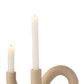 Kaarsenhouder Torsie 2 kaars Keramiek Beige met twee witte brandende kaarsen felika