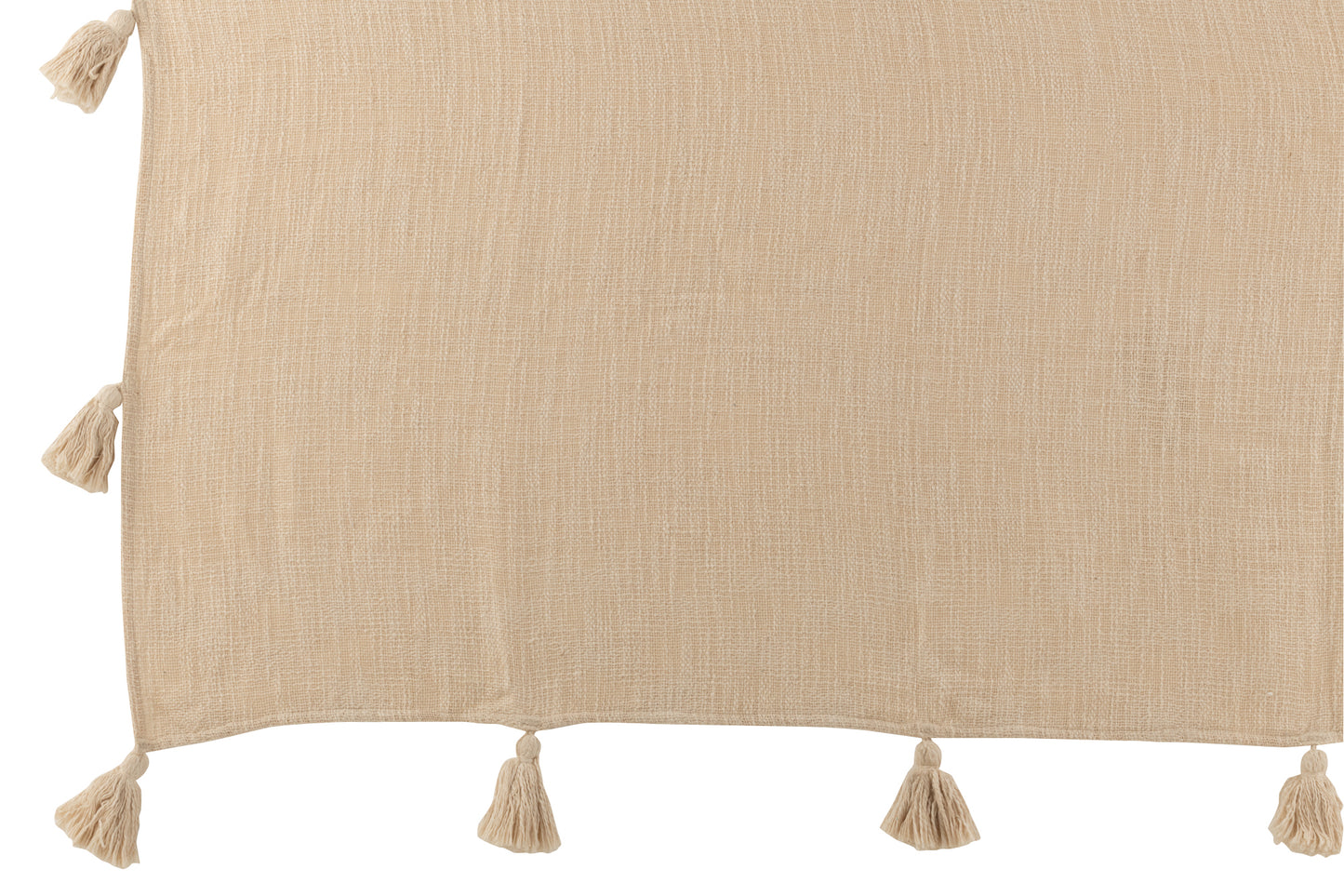Plaid Cosy Pompom Katoen Beige