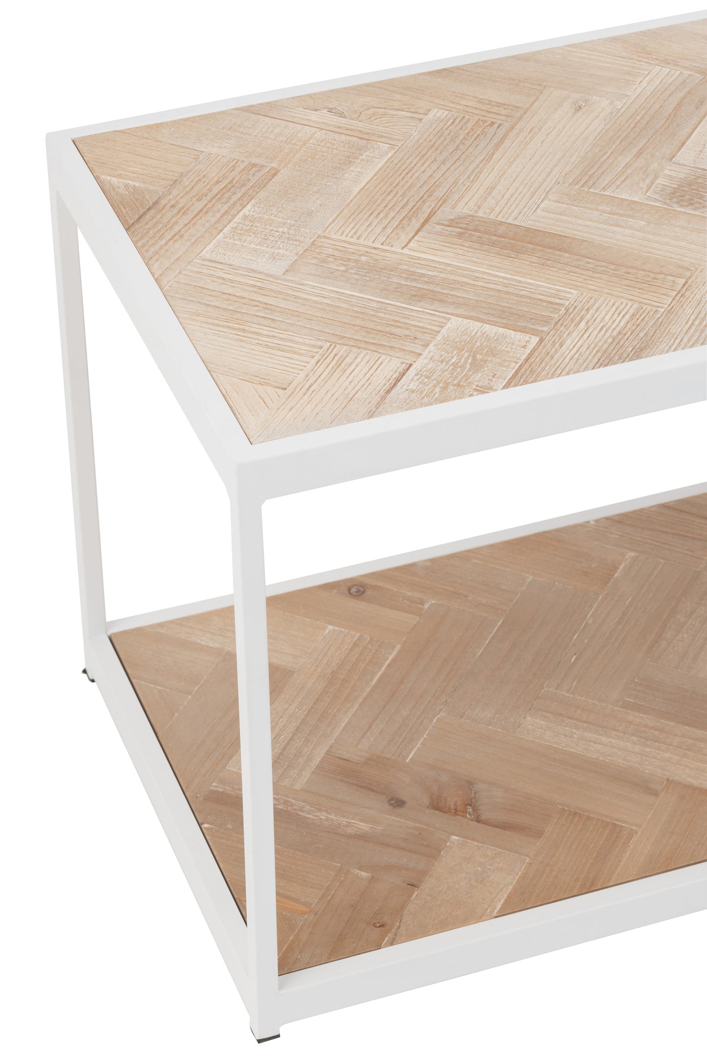 Table basse Zigzag Bois/Métal Naturel/Blanc 