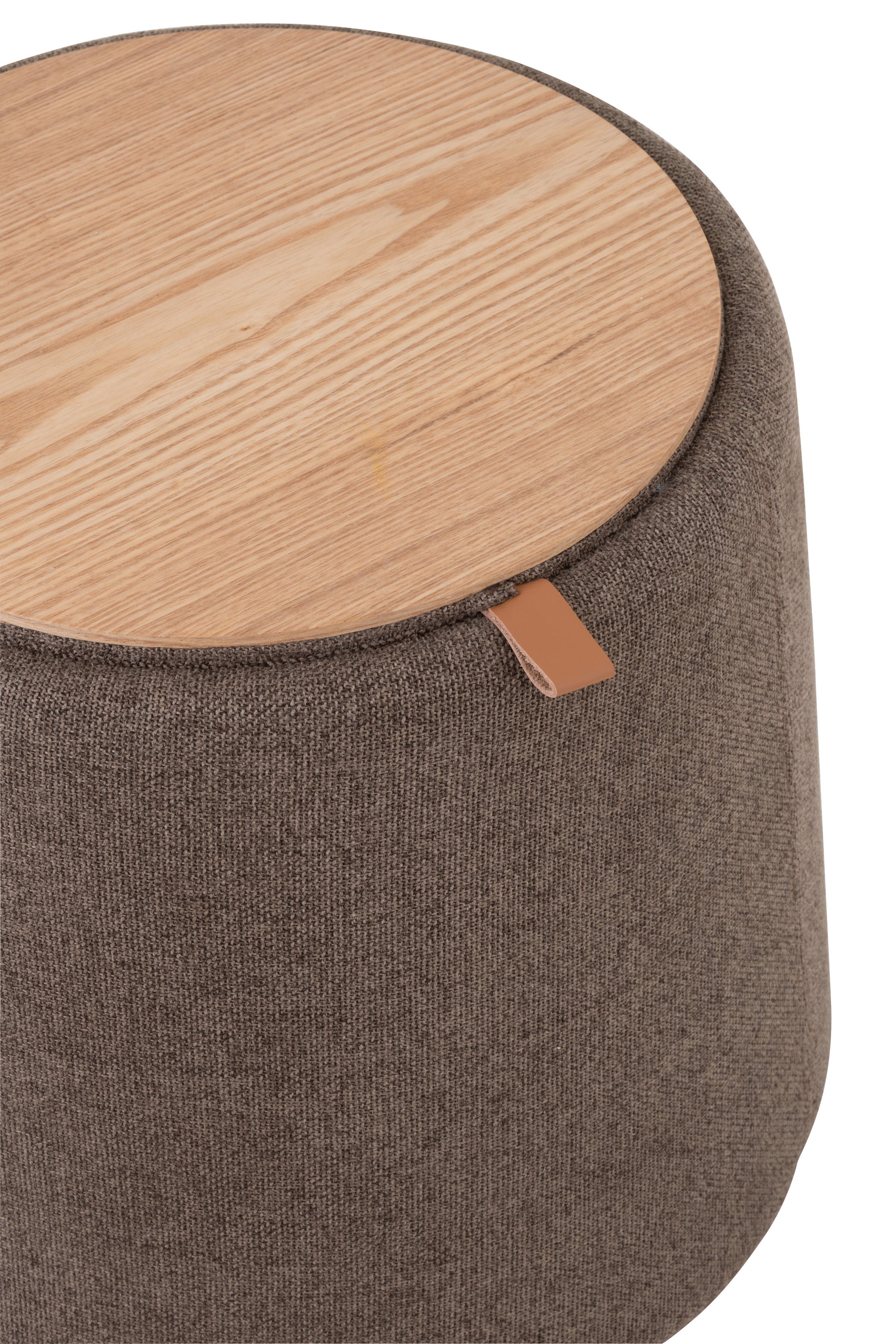 Trend relais vooroordeel Pouf/Side table Rnd Textile/Wood Brown – Felika