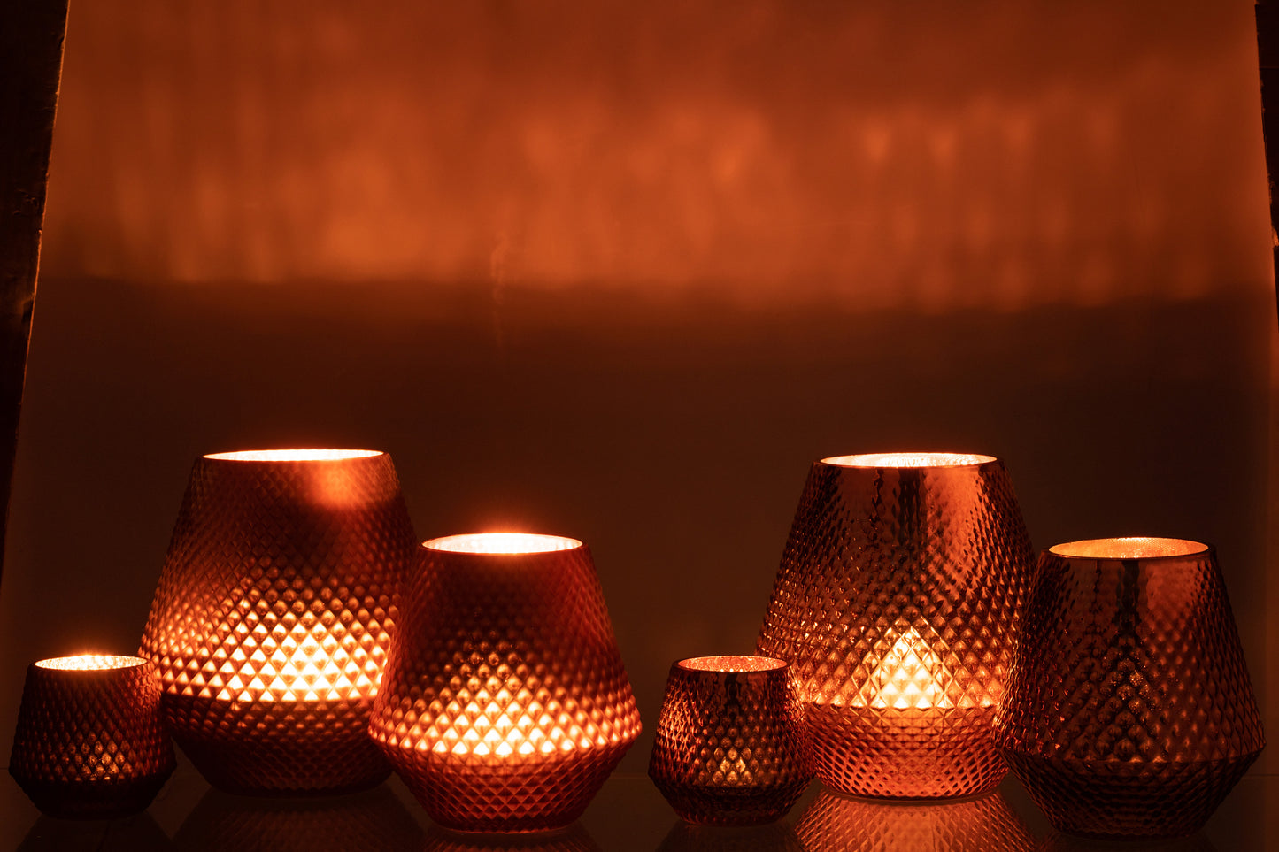 Tealight Holder Cari Glass Copper Medium Assortment Of Two 