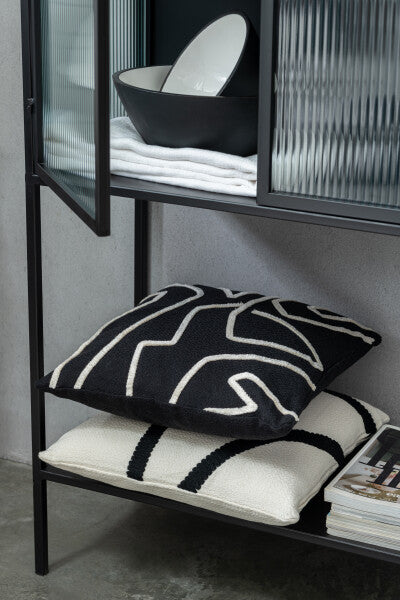 Kussen Streep Textiel Wit/Zwart