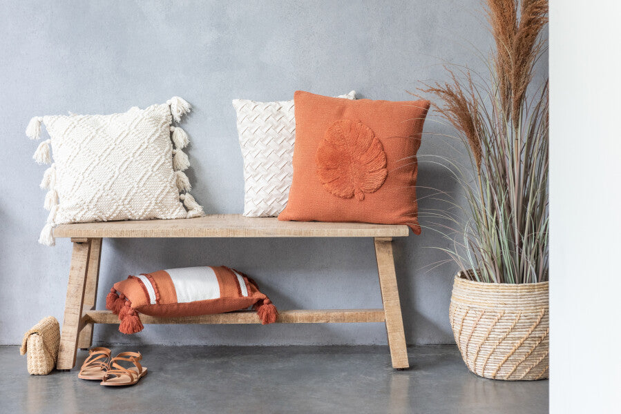 Kussen Tropisch Blad Textiel Terracotta