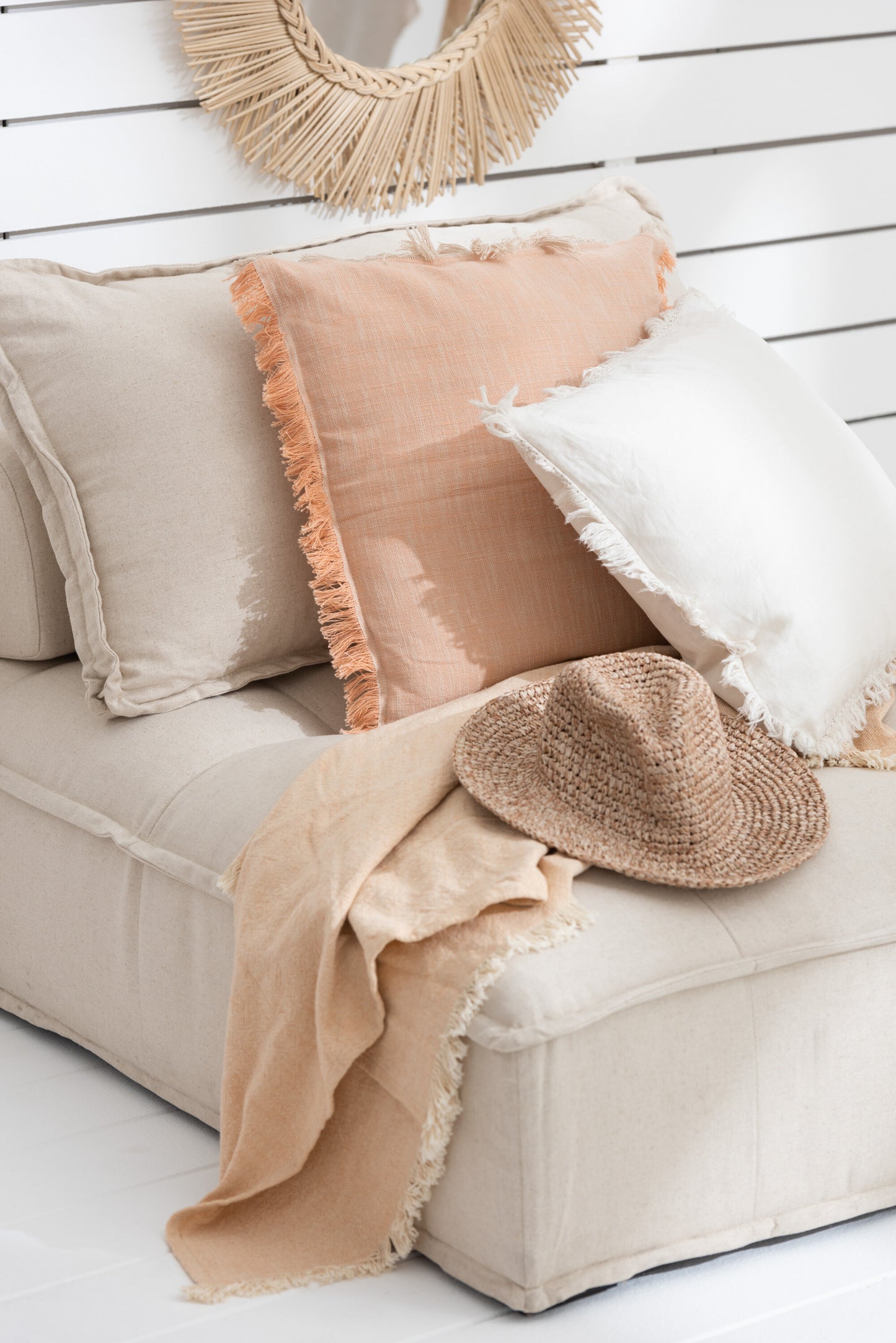 Zetel 1 Zit Poef Linnen Beige