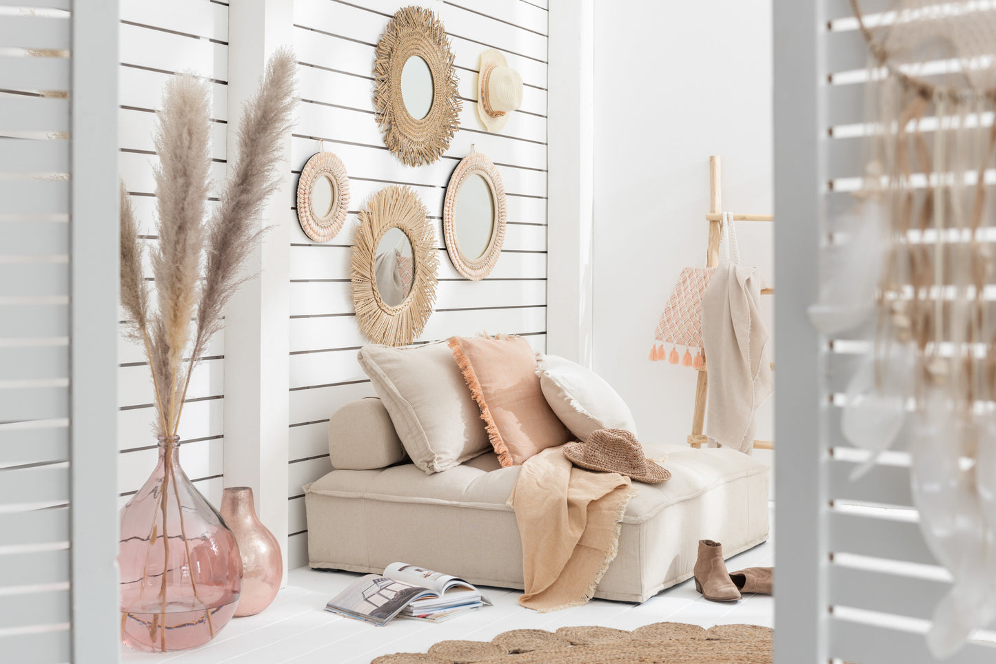 Zetel 1 Zit Poef Linnen Beige