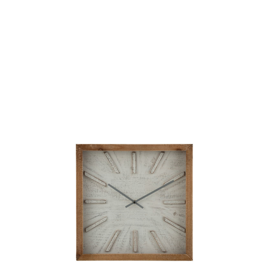 Klok Vierkant Eenvoudig Mdf Wit/Naturel Small