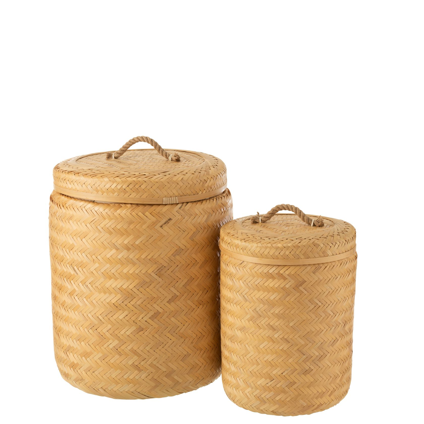 Set Van 2 Opbermanden Rond Bamboe Naturel wasmand felika interieur