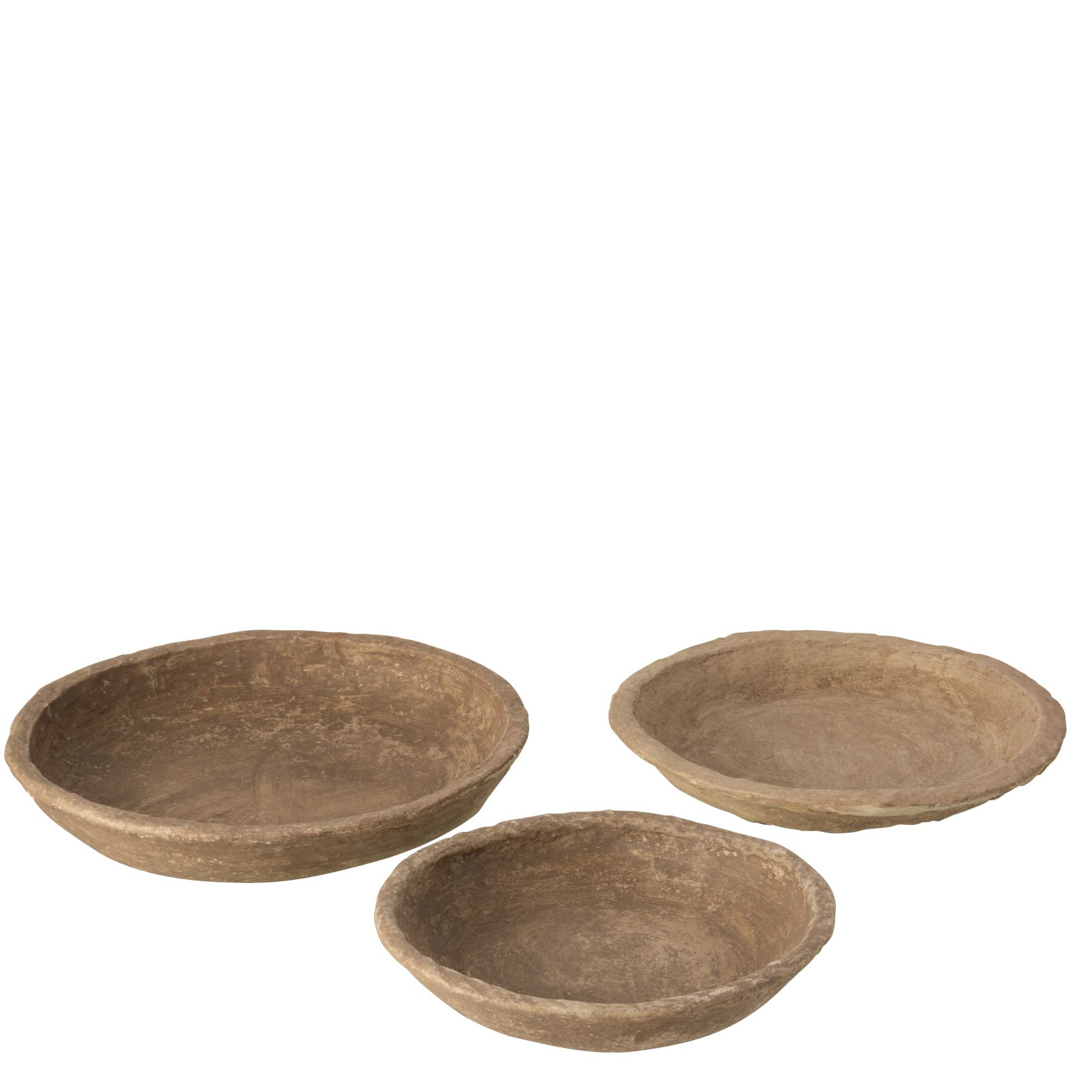 Set Van 3 Schalen Chad Papier Mache Bruin keuken schalen bruin felika