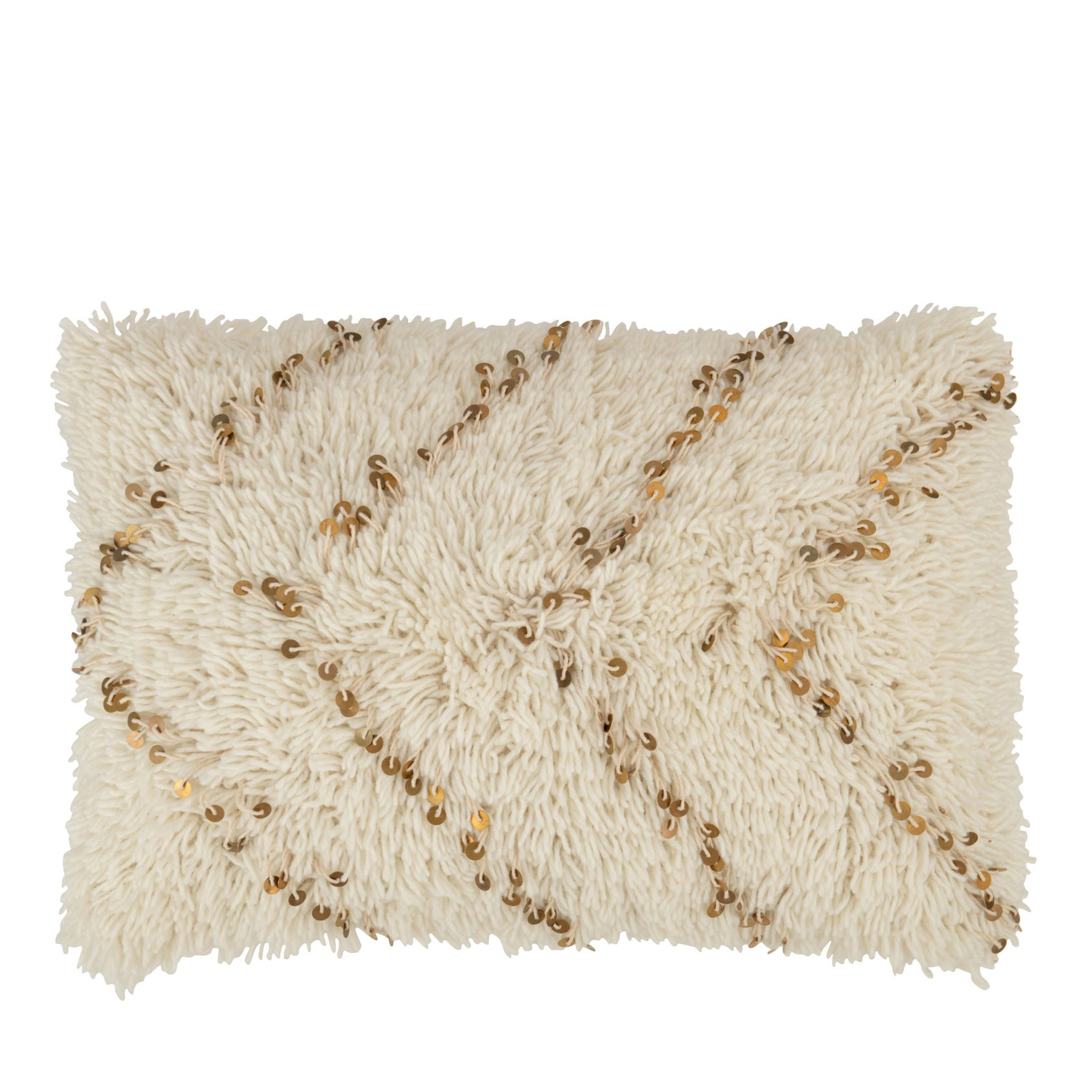 Cushion Rectangle Pearl Cotton White/Gold 