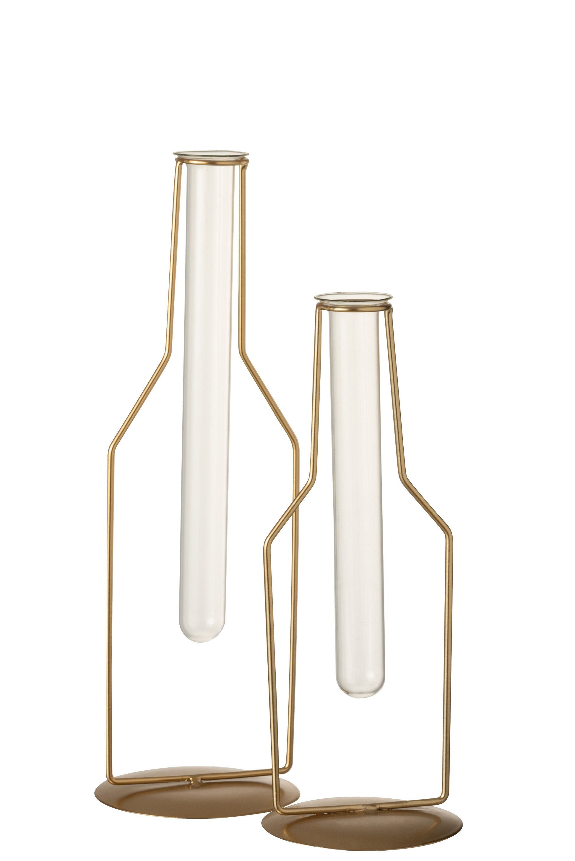 Vaasje 1 Tube Fles Metaal/Glas Goud Large en small felika